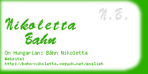 nikoletta bahn business card